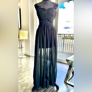Strapless Long black sheer dress
